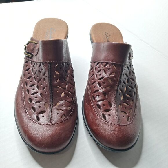 Clarks brown leather mules size 6.5 - Picture 4 of 11